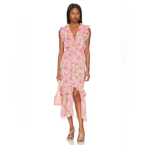 MISA Los Angeles Kidada Dress Blushing Flora Pink Small - Picture 2 of 7